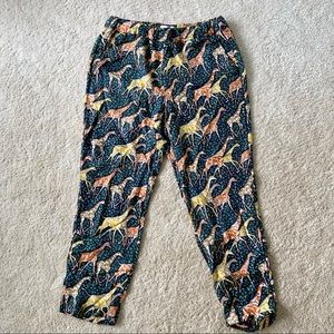 J. Crew Collection Silk Twill Pull On Pants Giraffes